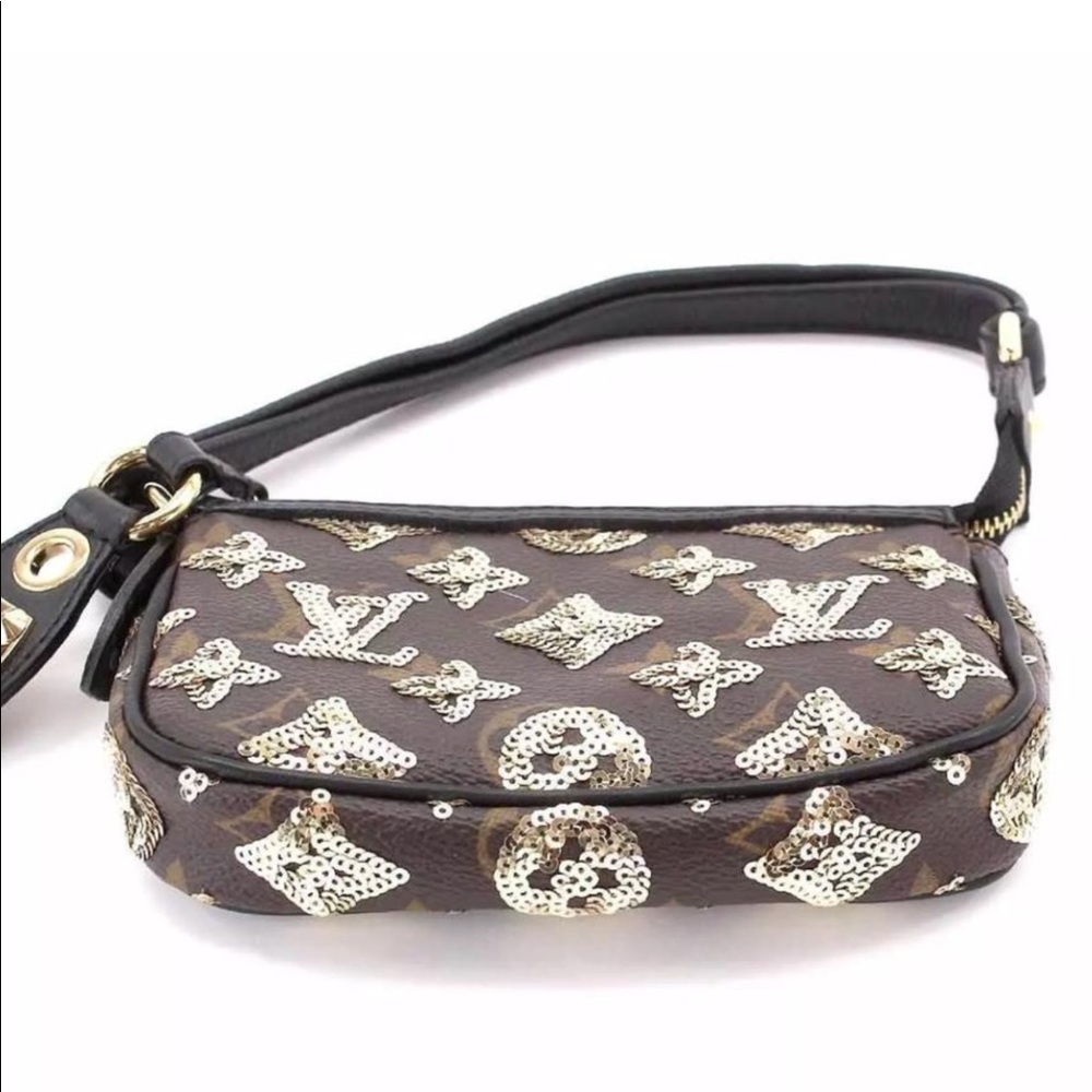 Louis Vuitton Eclipse Mini Pochette Wristlet Limited Edition Sequins Rare Clutch - Picture 2 of 15